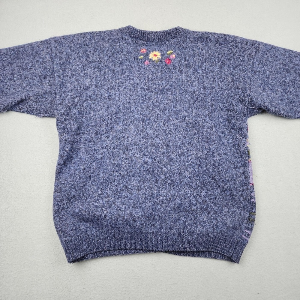 Vintage Northern Treasures Sweater Womens M Blue Floral Cardigan Embroidered - Picture 7 of 9